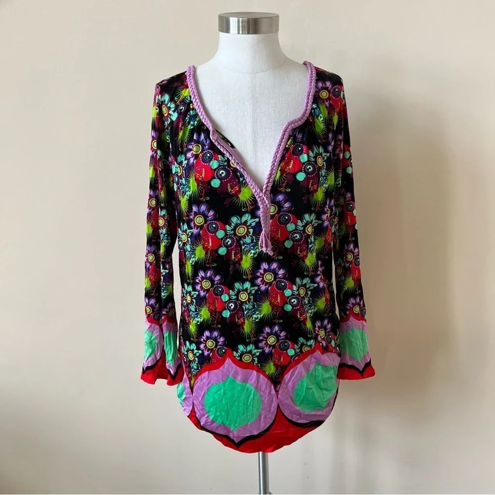 Custo Barcelona rope neck patterned tunic top 6000